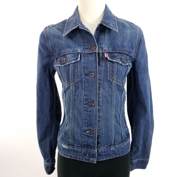 SOLD!!  VTG LEVIS M Denim Blue Jean Jacket Womens - Picture 2 of 8